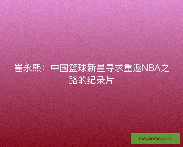 崔永熙：中国篮球新星寻求重返NBA之路的纪录片