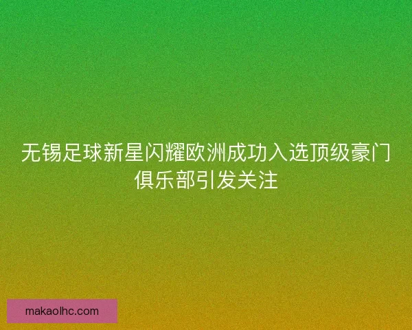 无锡足球新星闪耀欧洲成功入选顶级豪门俱乐部引发关注